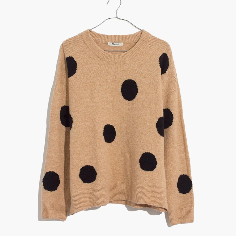 Madewell Women's Polka dot Black and Tan Sweater  Size S - Picture 6 of 6